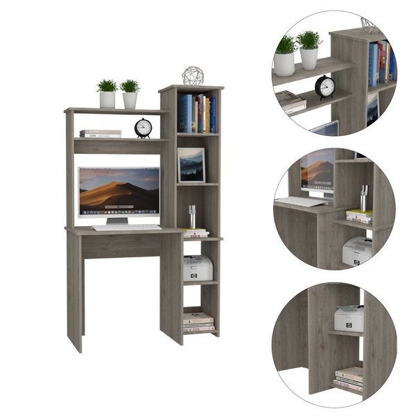 Tuhome 17.8 in. D X 38.7 in. W X 63.9 in. H, Light Gray, Laminate ELZ5539